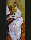 Piano Canvas Paintings - Mademoiselle Gachet at Piano